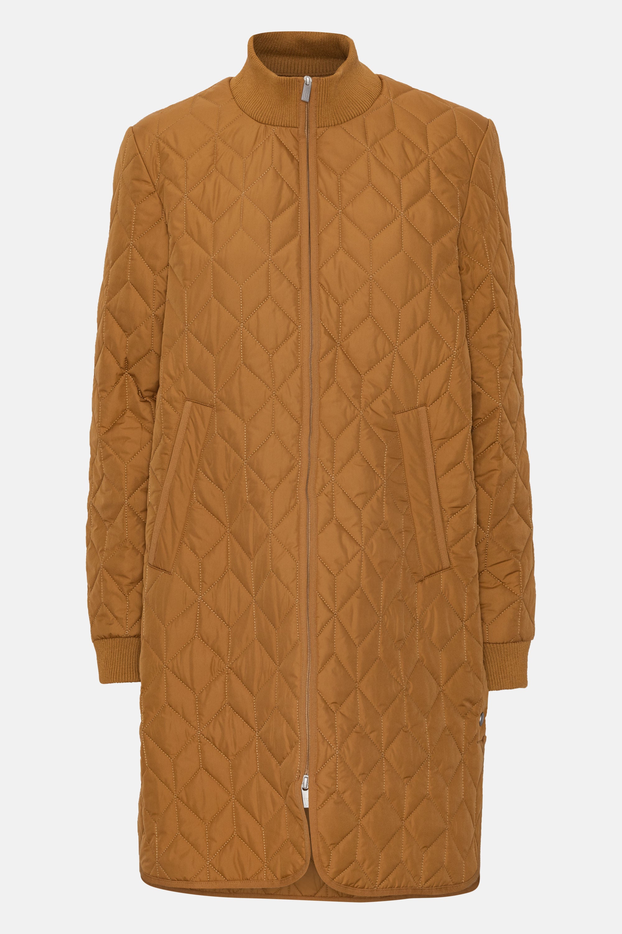 Lang Quiltet Jakke - Golden Brown